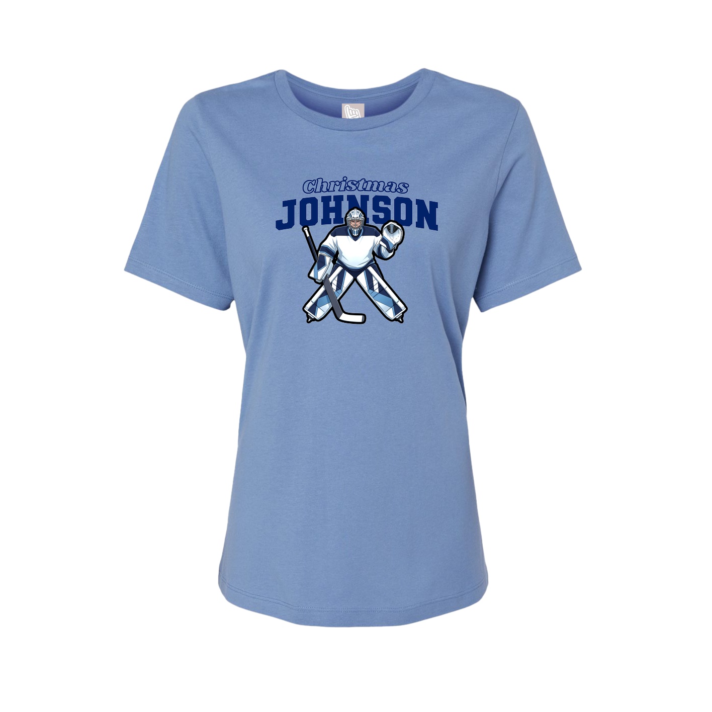 Fitted Women's Tee — Name Arch in Powder Blue