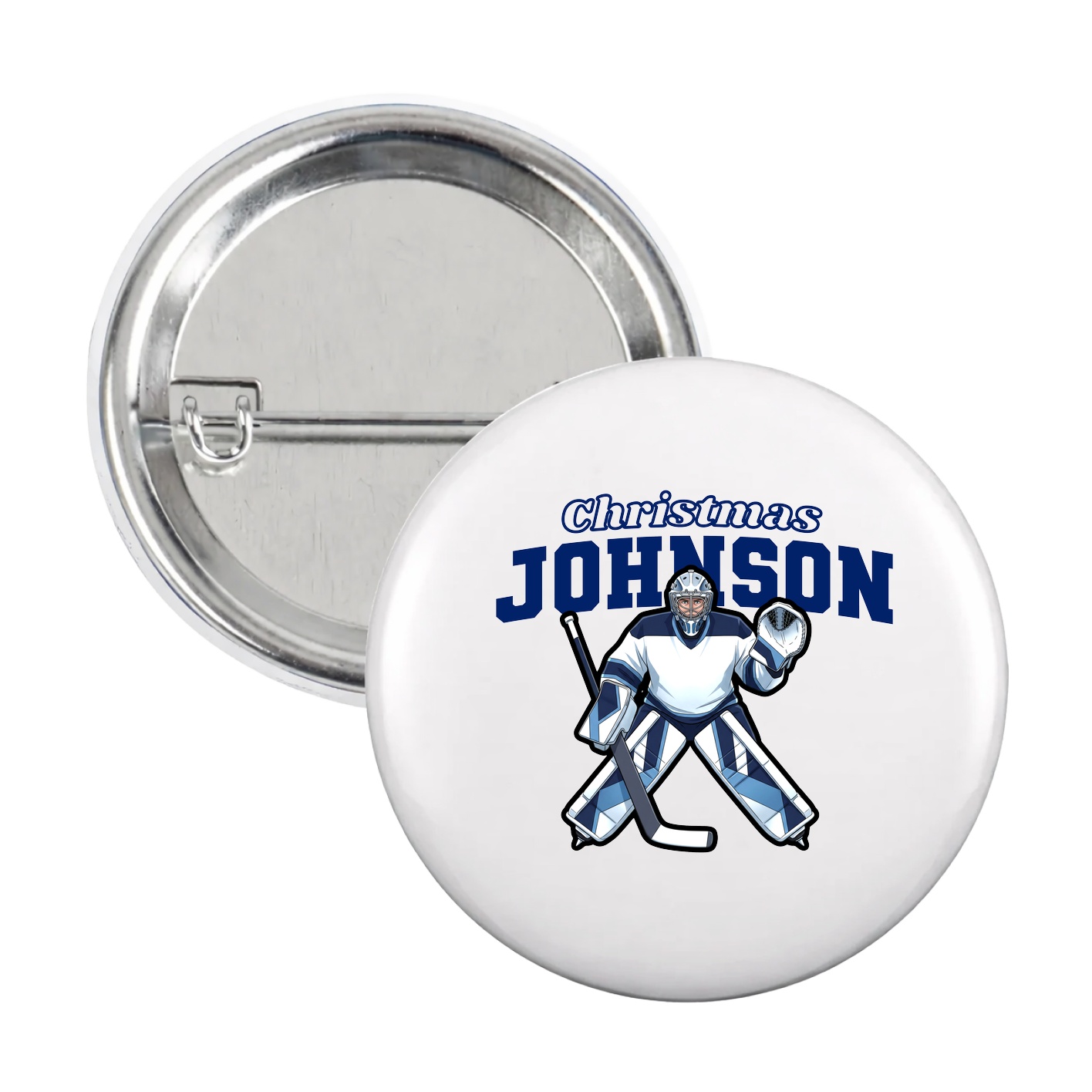 Game Day Button — Name Arch in White