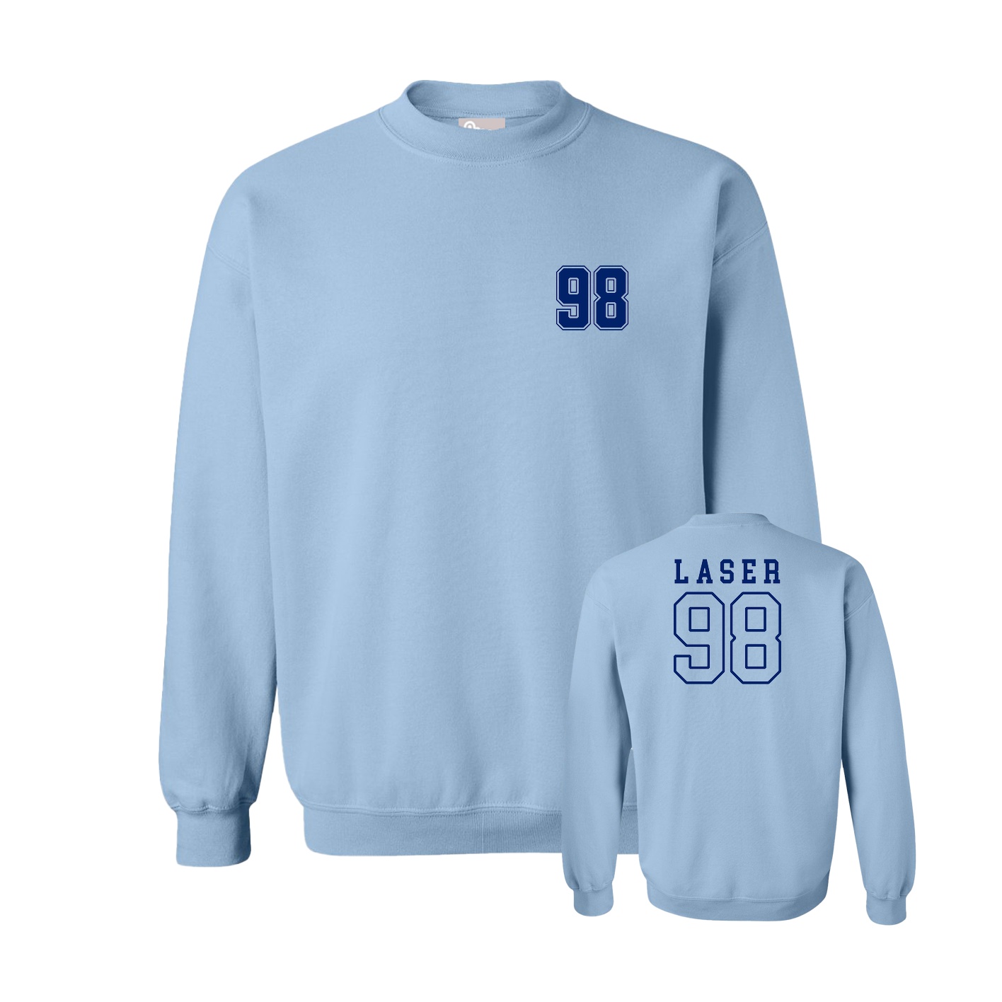 Fleece Crew — Chest Back in Light Blue