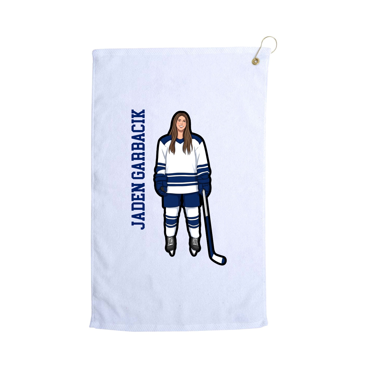 Golf Towel — Name Vertical in White