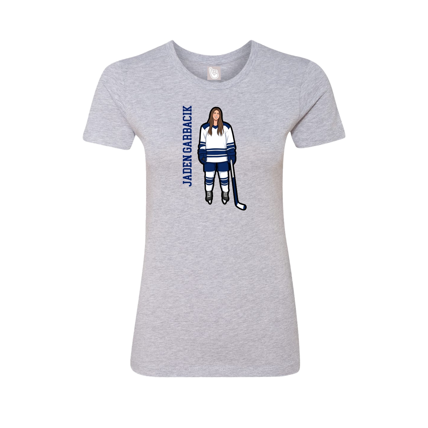 Fitted Women's Tee — Name Vertical in Grey