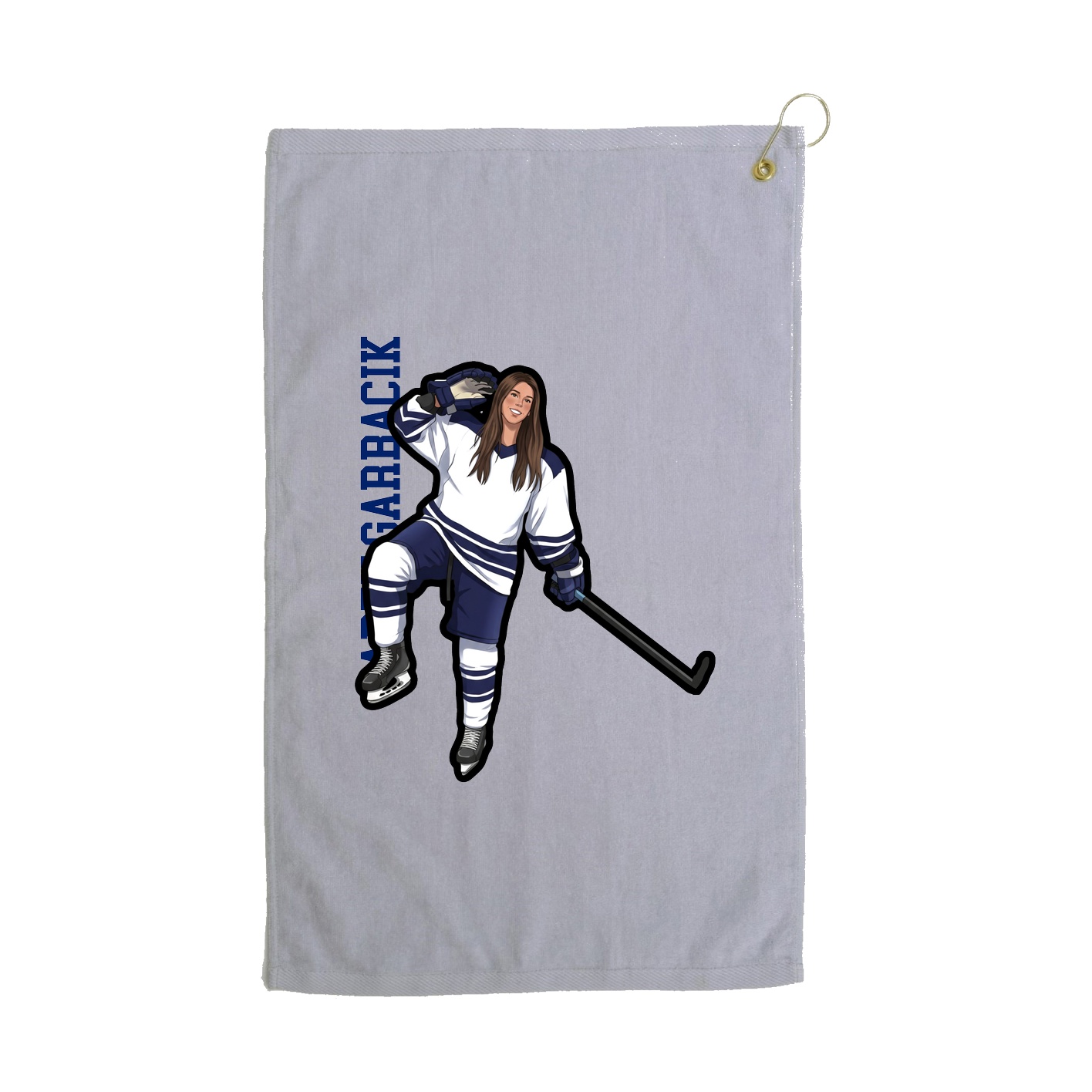 Golf Towel — Name Vertical in Grey