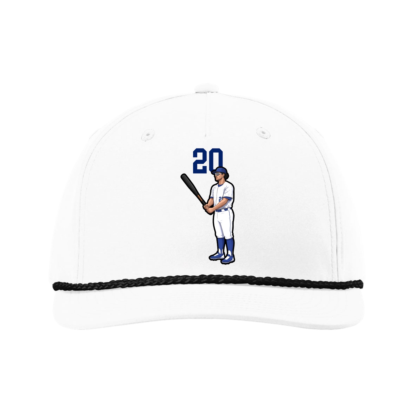 Five-Panel Classic Rope Cap — Number Top in White