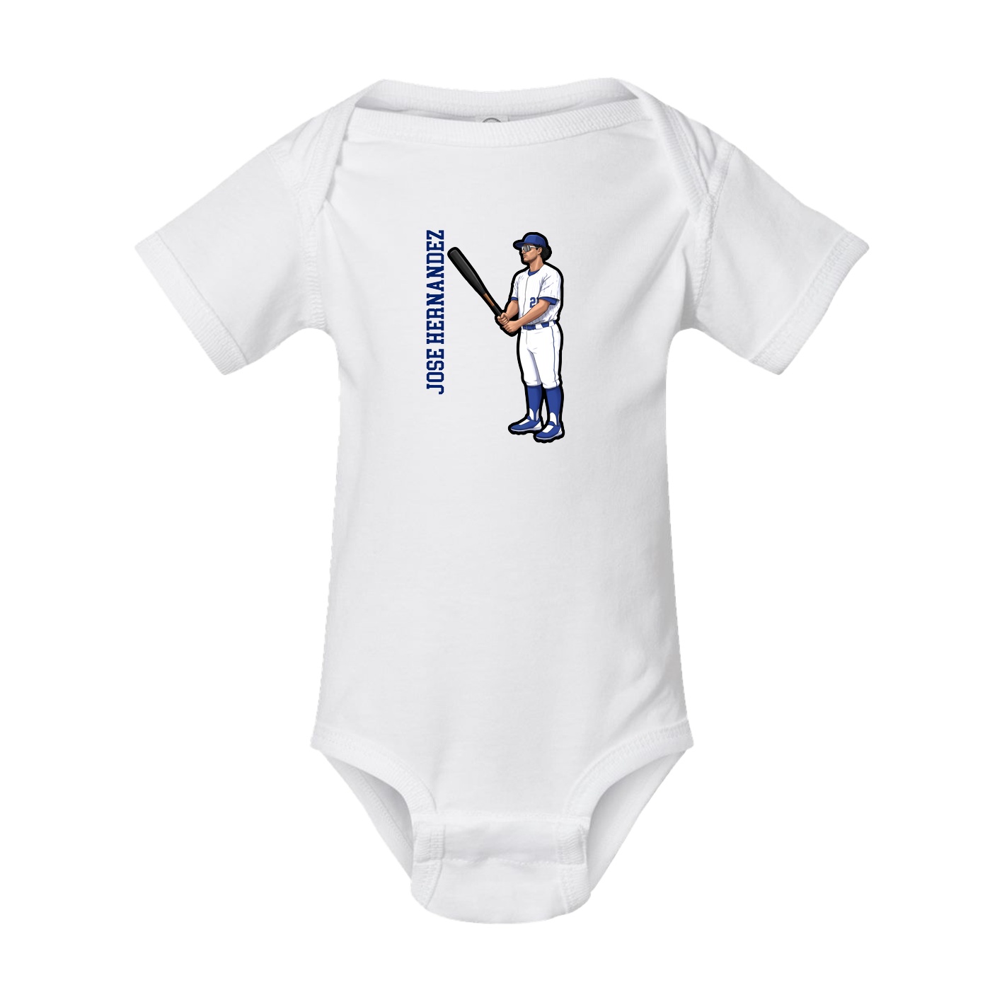 Baby Onesie — Name Vertical in White