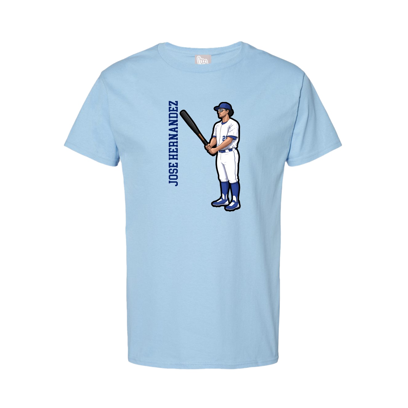 Tee — Name Vertical in Light Blue