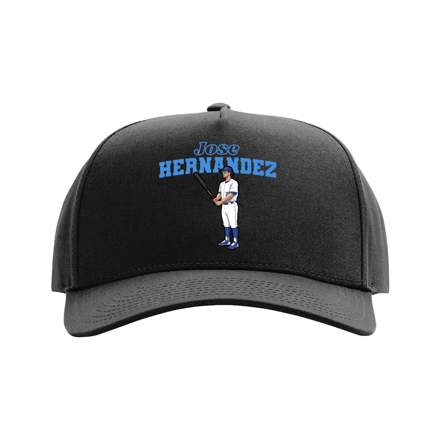 Full Fabric Five-Panel Champ Cap — Name Arch in Black
