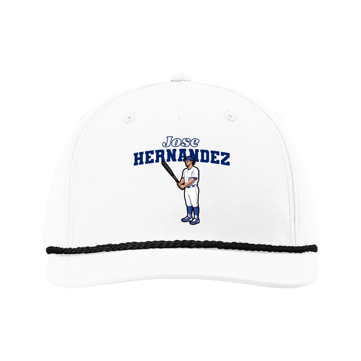 Five-Panel Classic Rope Cap — Name Arch in White