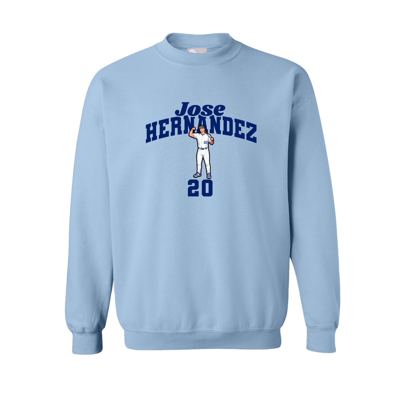 Fleece Crew — Signature Arch in Light Blue