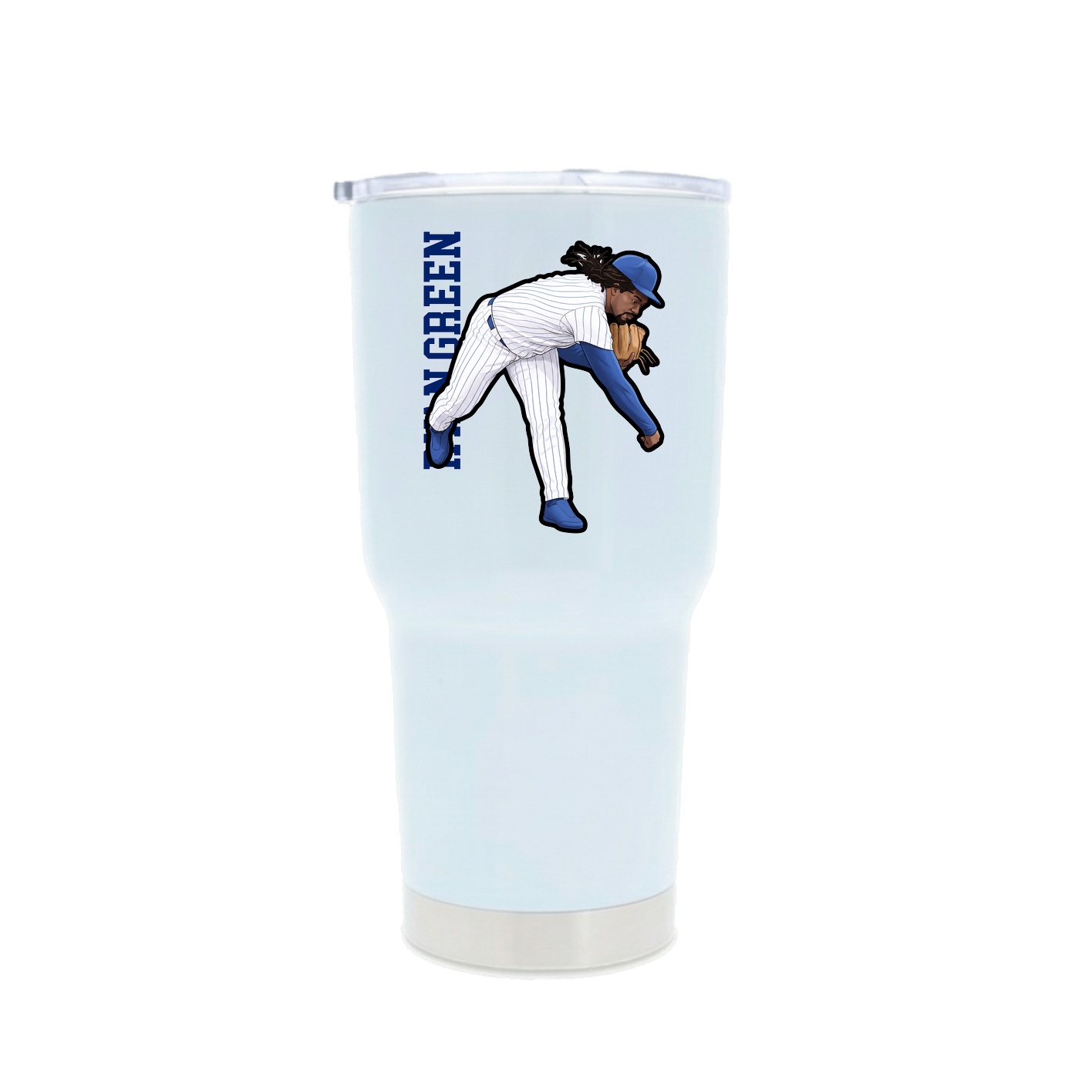 30oz Stainless Steel Tumbler — Name Vertical in White