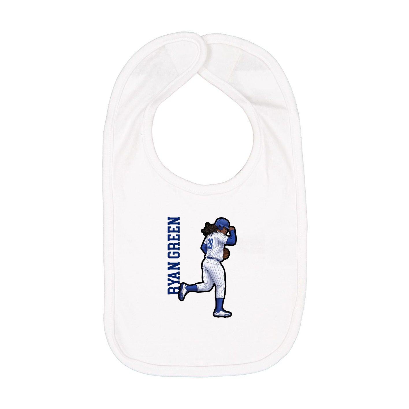 Infant Bib — Name Vertical in White