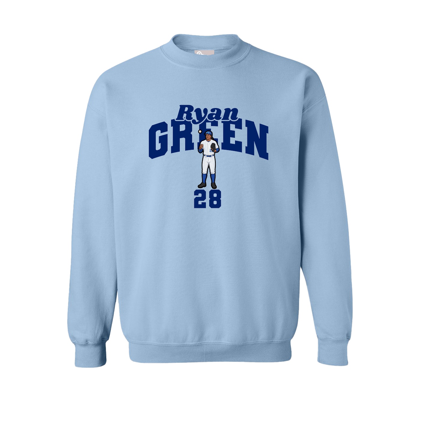 Fleece Crew — Signature Arch in Light Blue