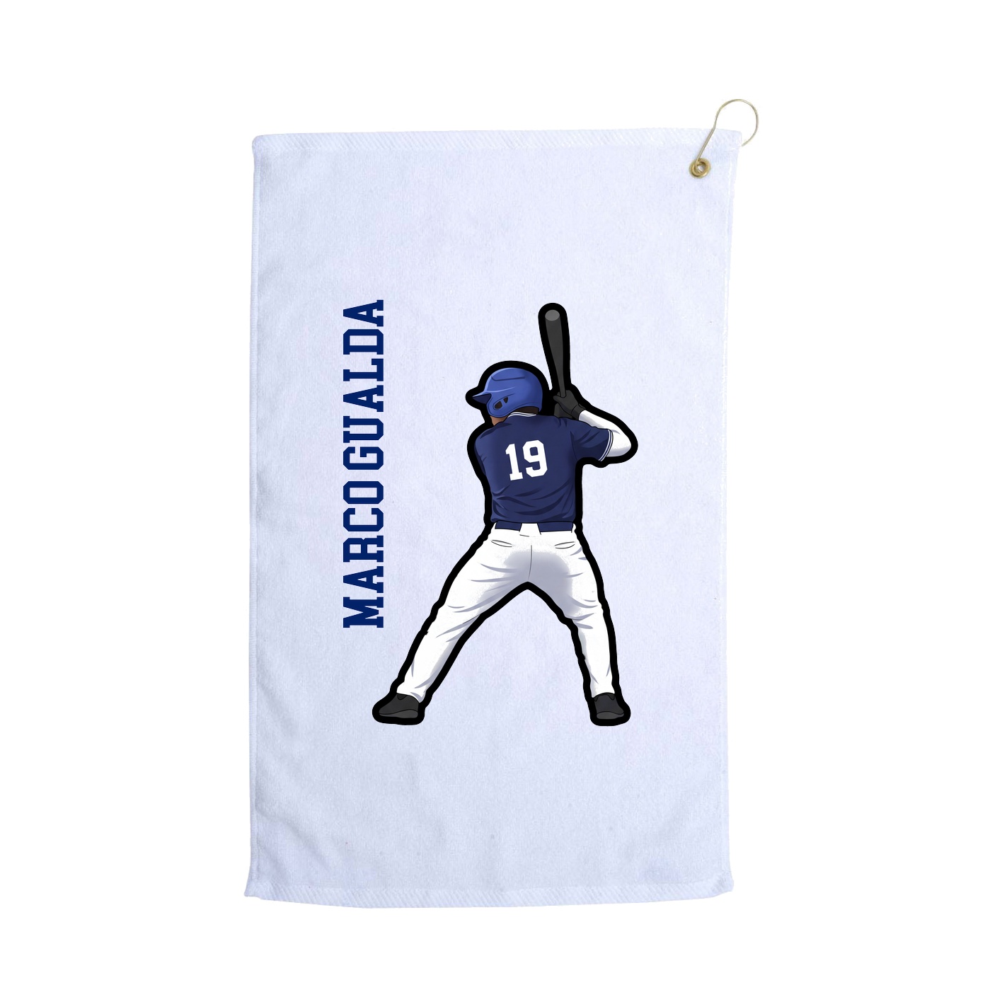 Golf Towel — Name Vertical in White