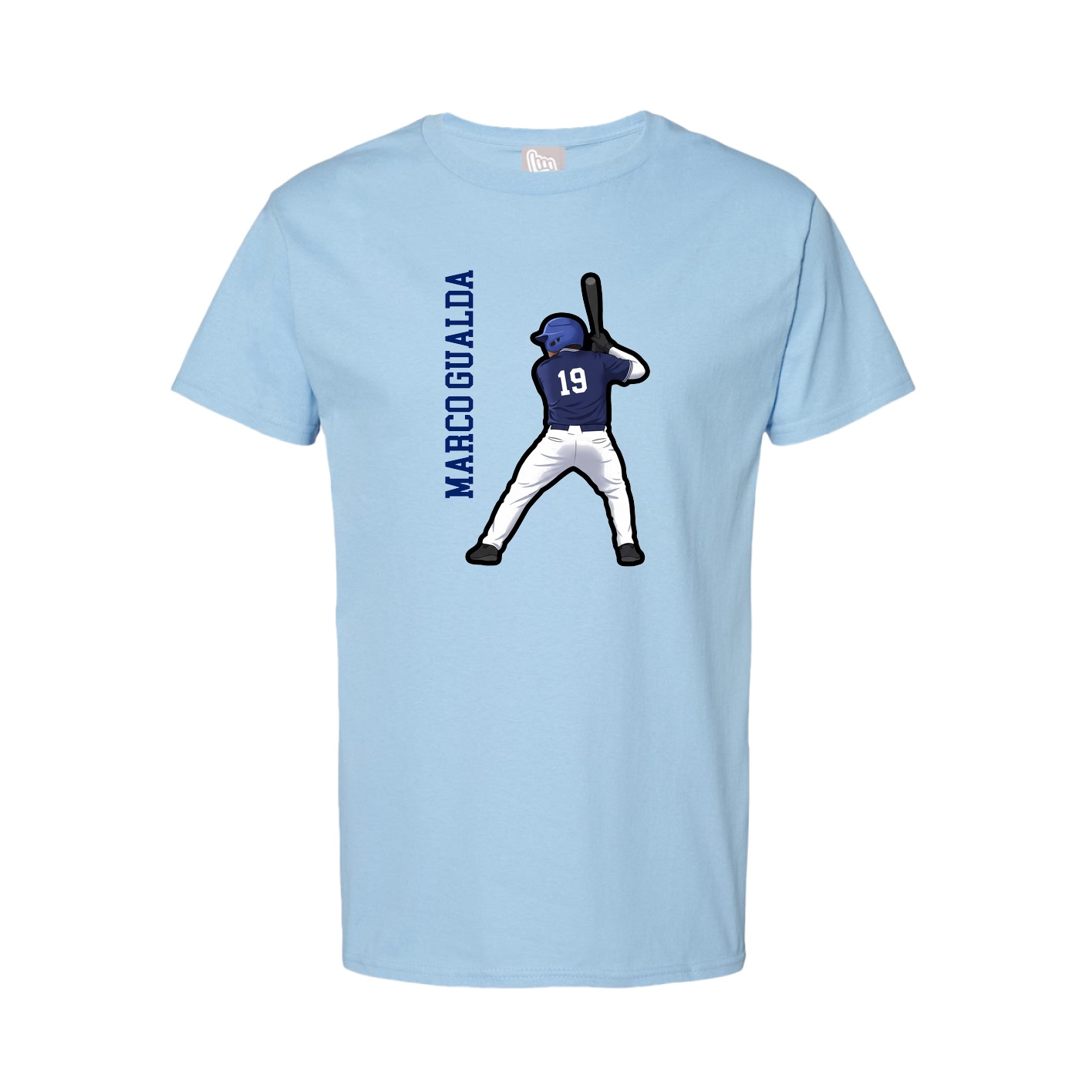 Tee — Name Vertical in Light Blue