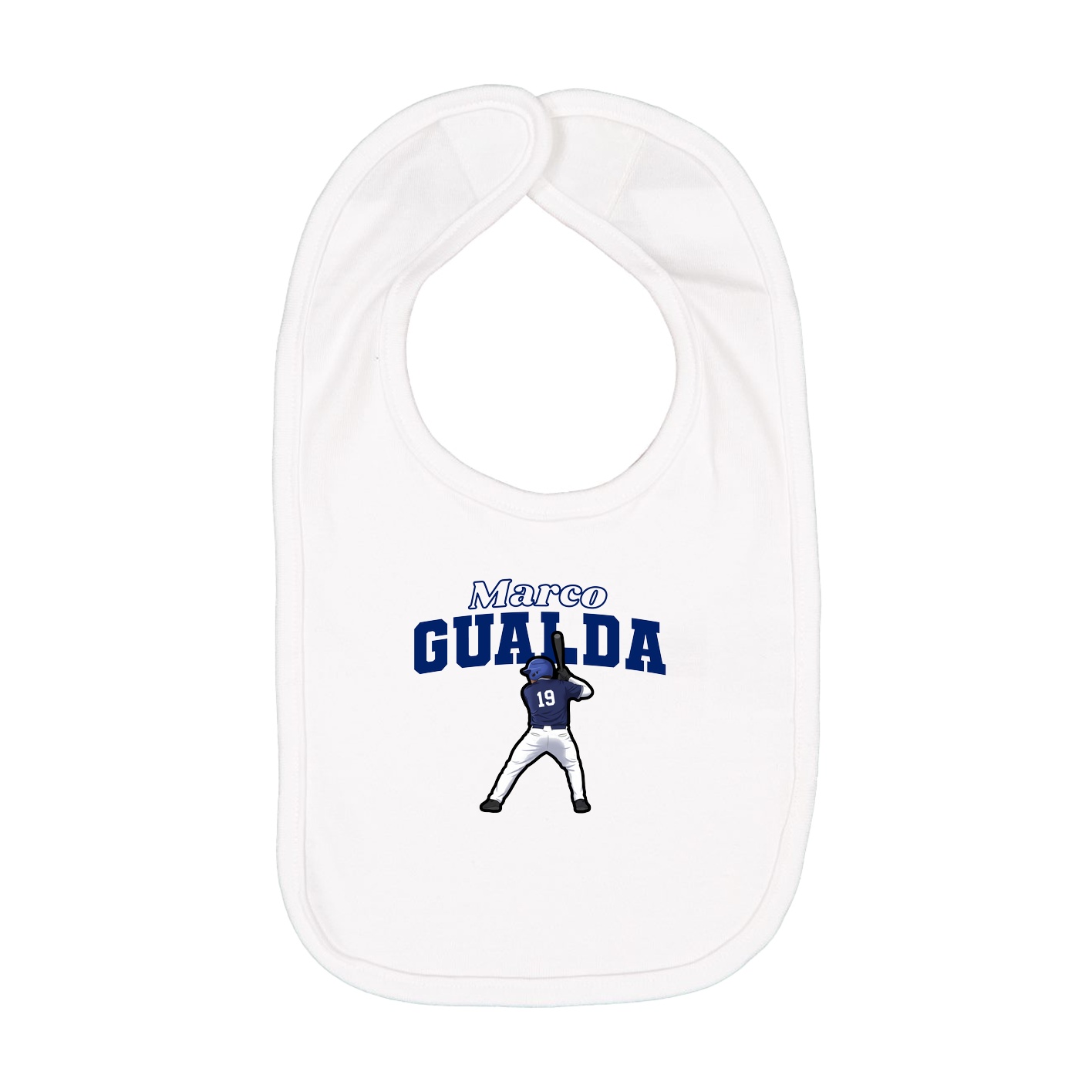 Infant Bib — Name Arch in White
