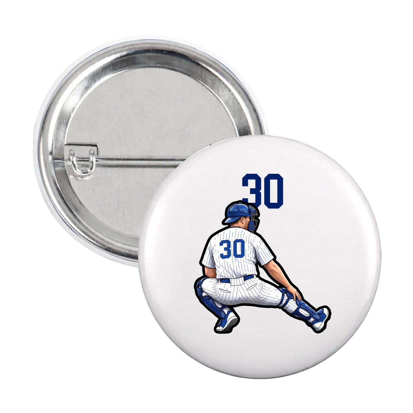 Game Day Button — Number Top in White