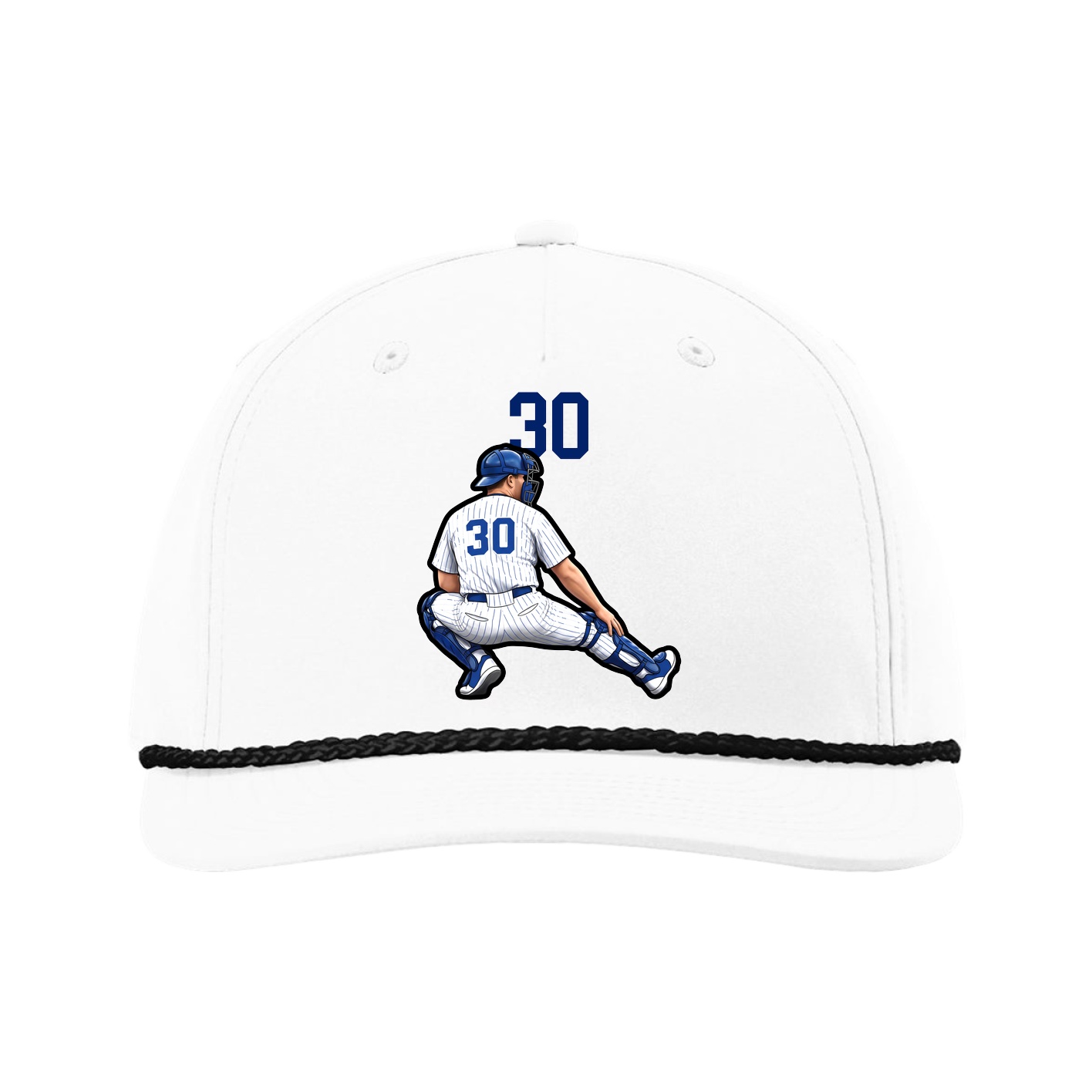 Five-Panel Classic Rope Cap — Number Top in White