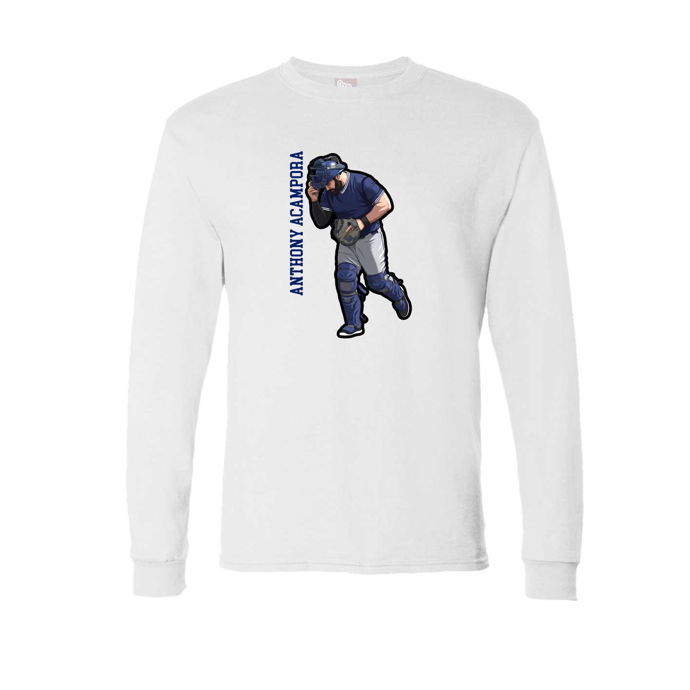 Long Sleeve Tee — Name Vertical in White