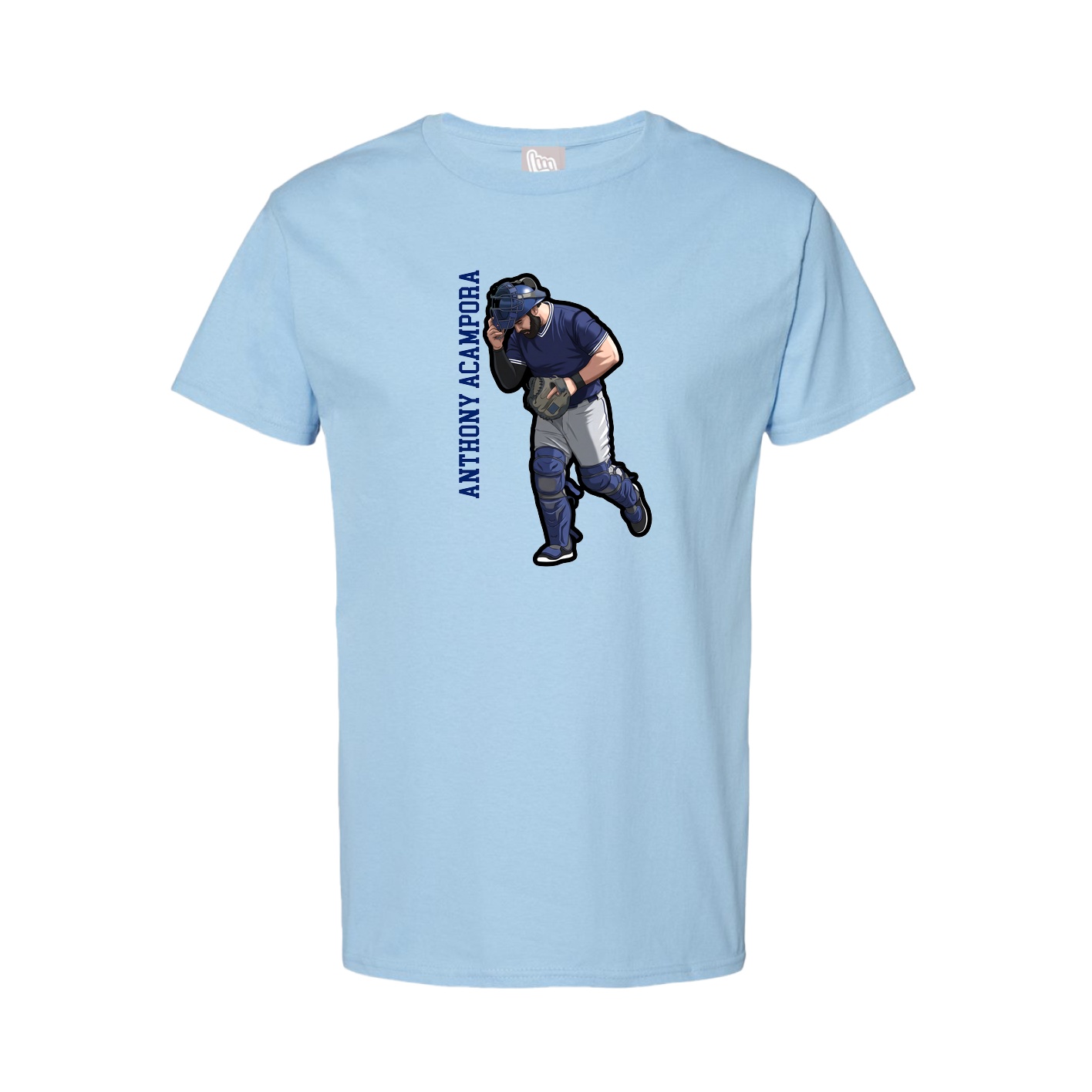 Youth Tee — Name Vertical in Light Blue