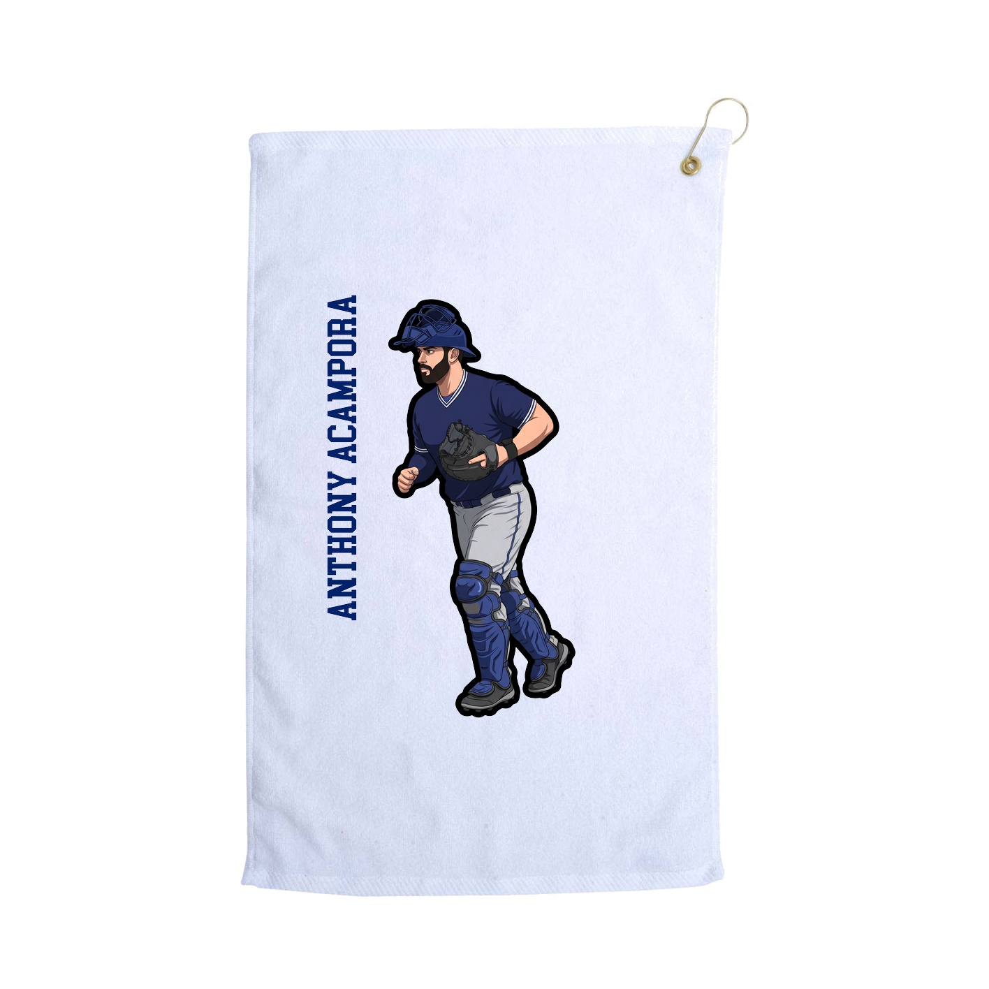 Golf Towel — Name Vertical in White