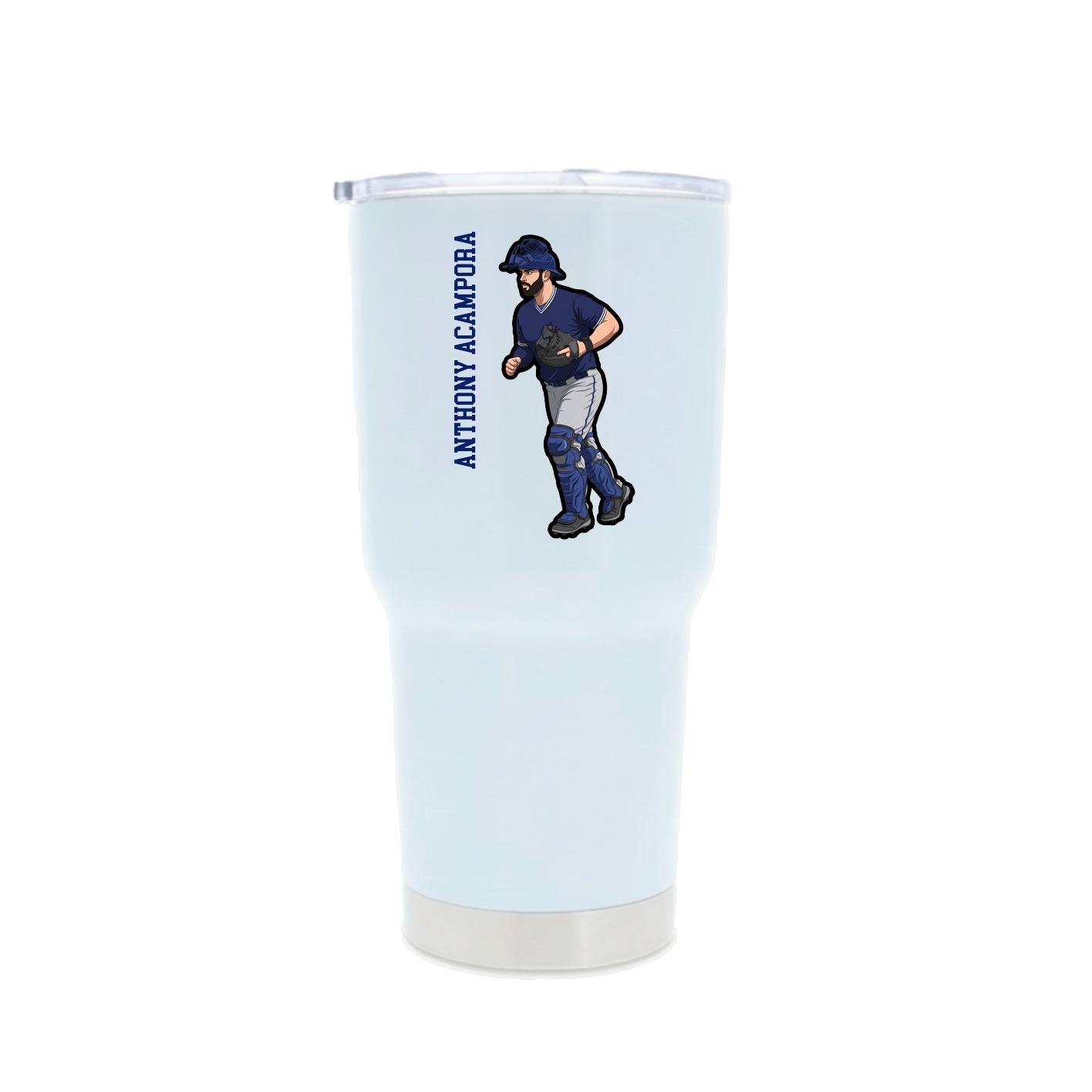 30oz Stainless Steel Tumbler — Name Vertical in White