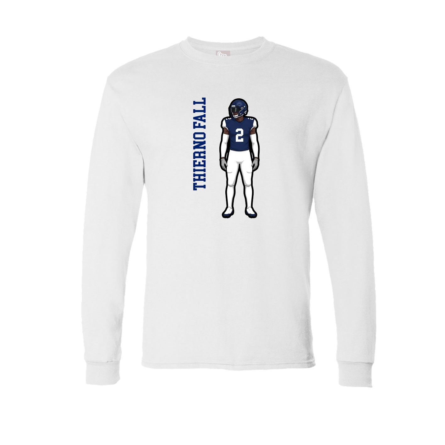 Long Sleeve Tee — Name Vertical in White