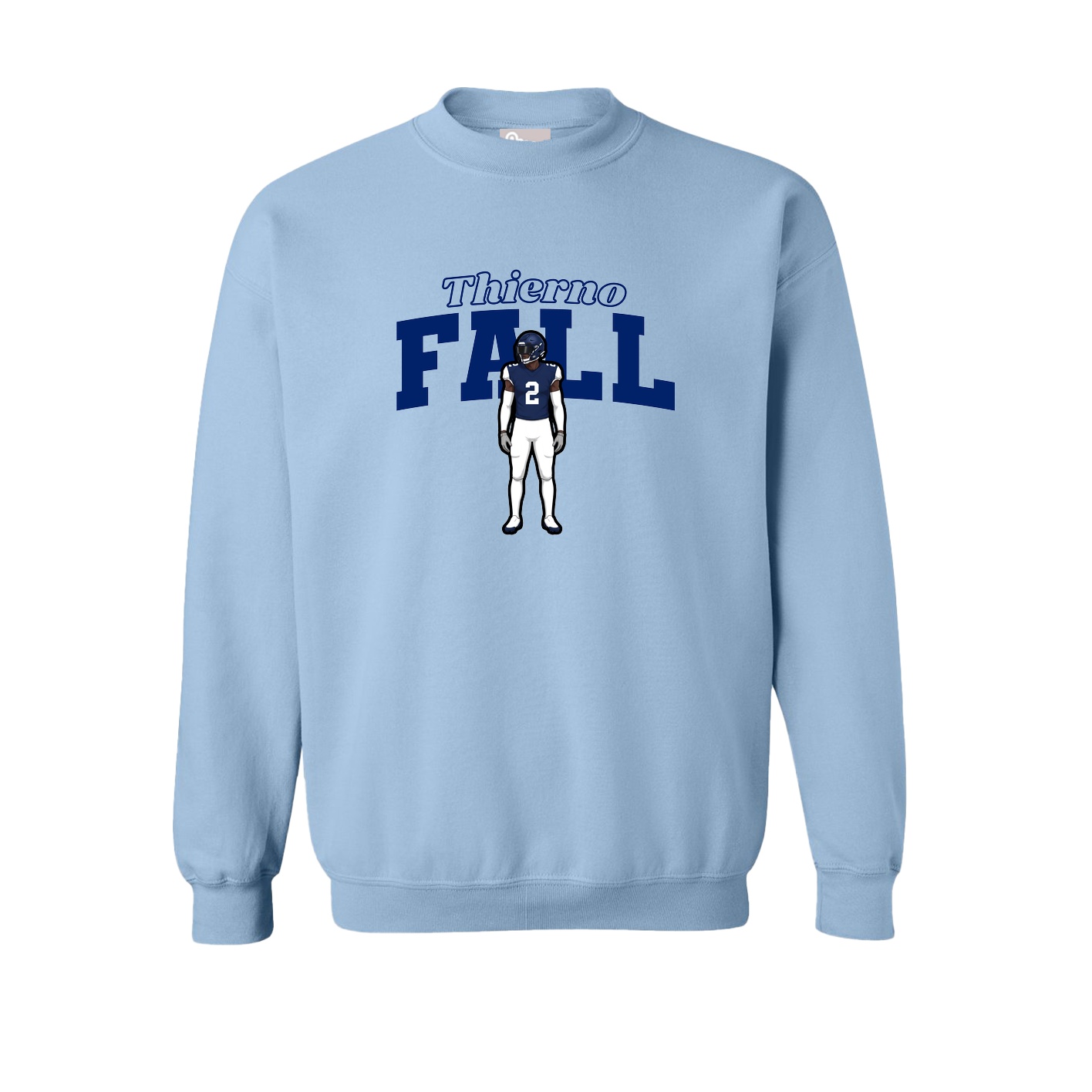 Fleece Crew — Name Arch in Light Blue