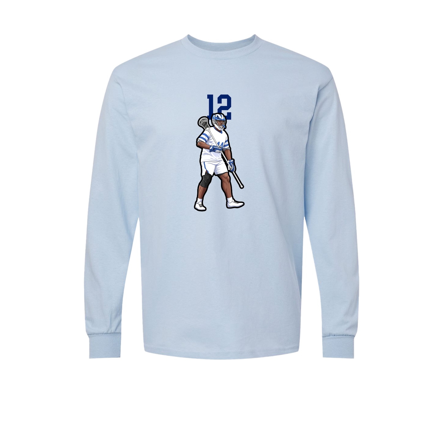 Long Sleeve Tee — Number Top in Light Blue