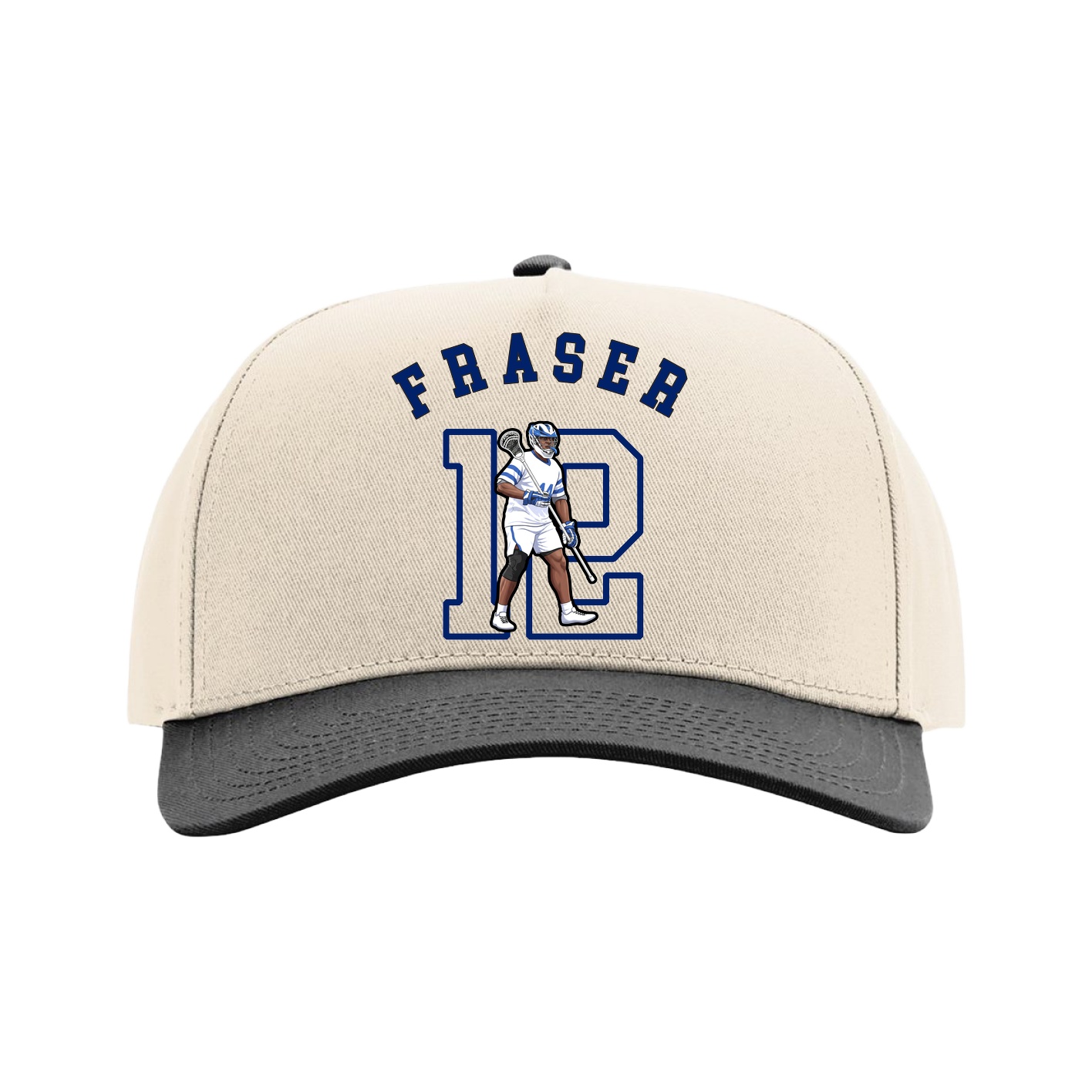 Full Fabric Five-Panel Champ Cap — Shirsey Arch in Cream/Black