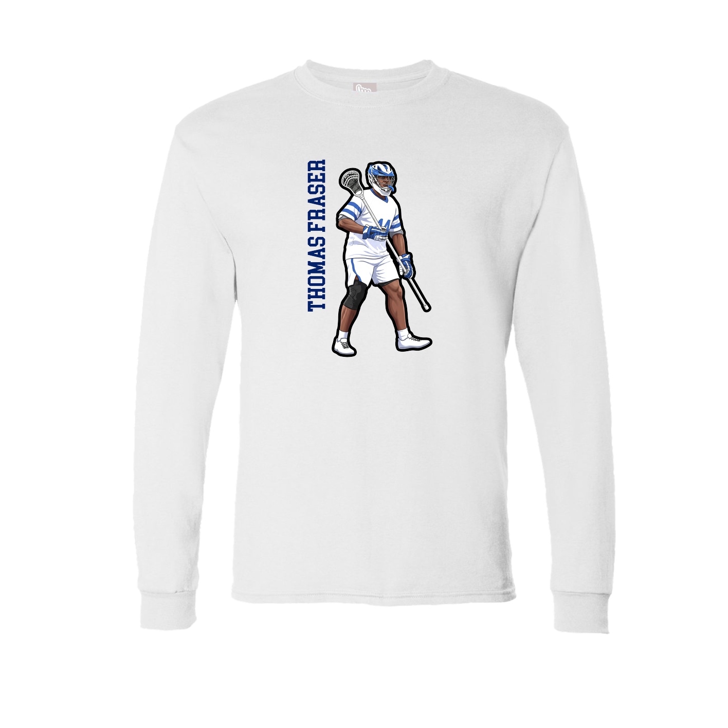 Long Sleeve Tee — Name Vertical in White