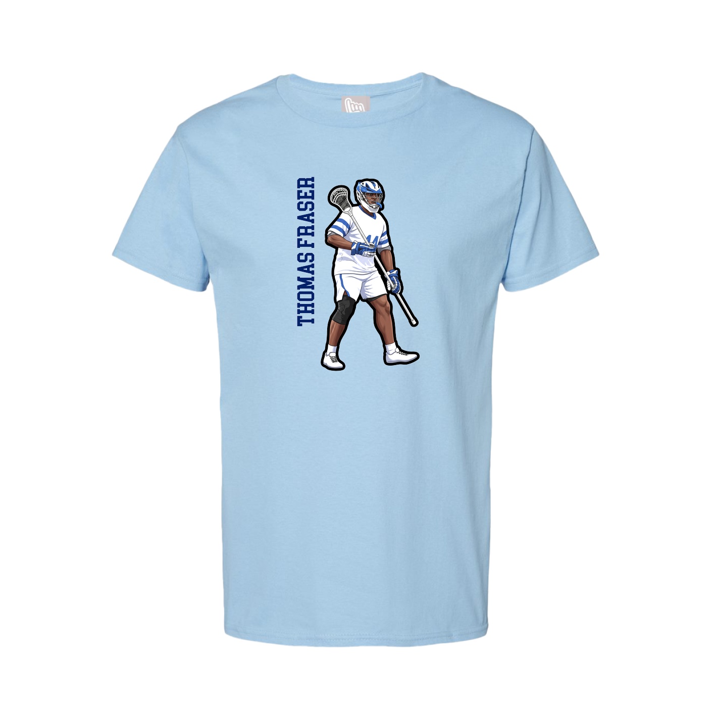 Youth Tee — Name Vertical in Light Blue