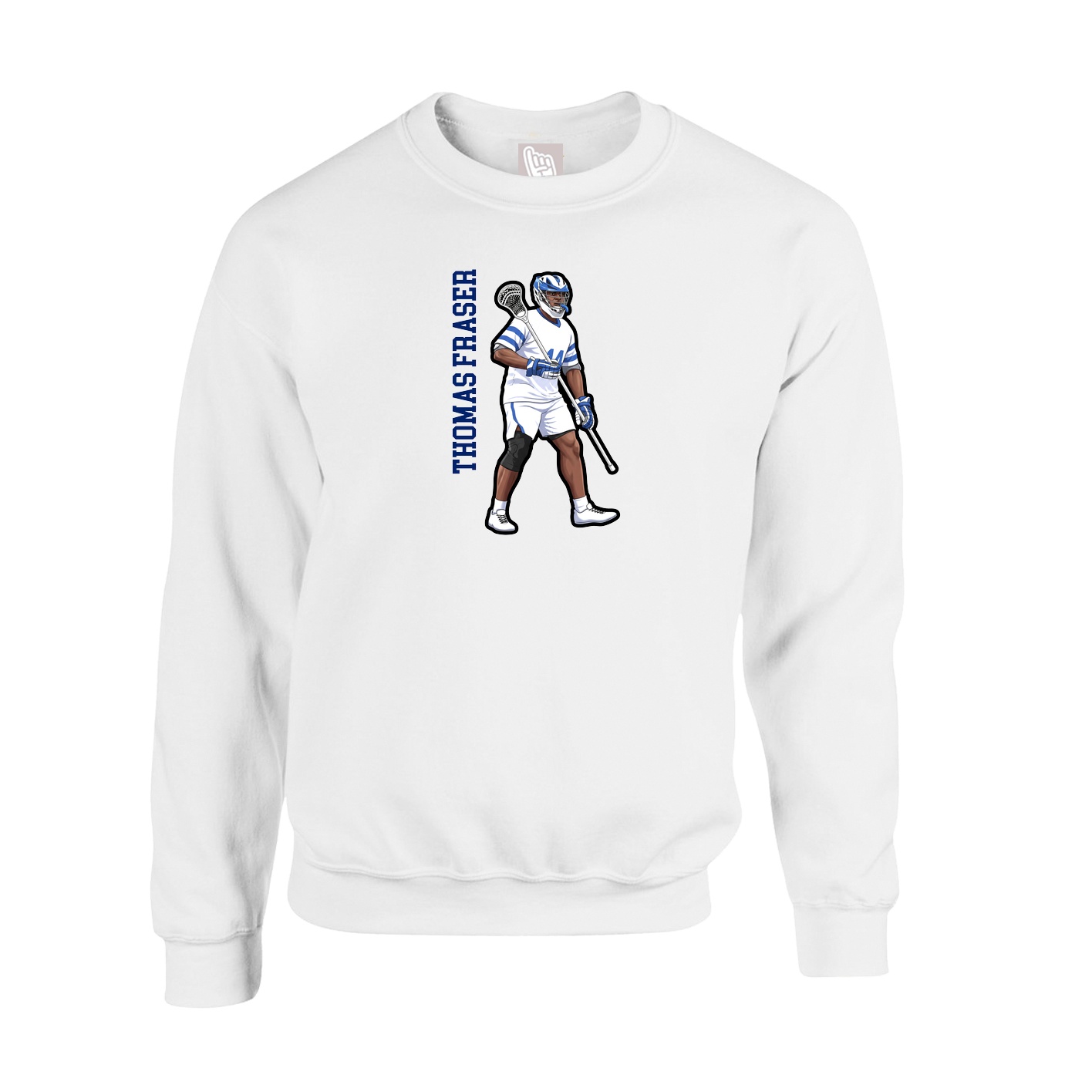 Fleece Crew — Name Vertical in White