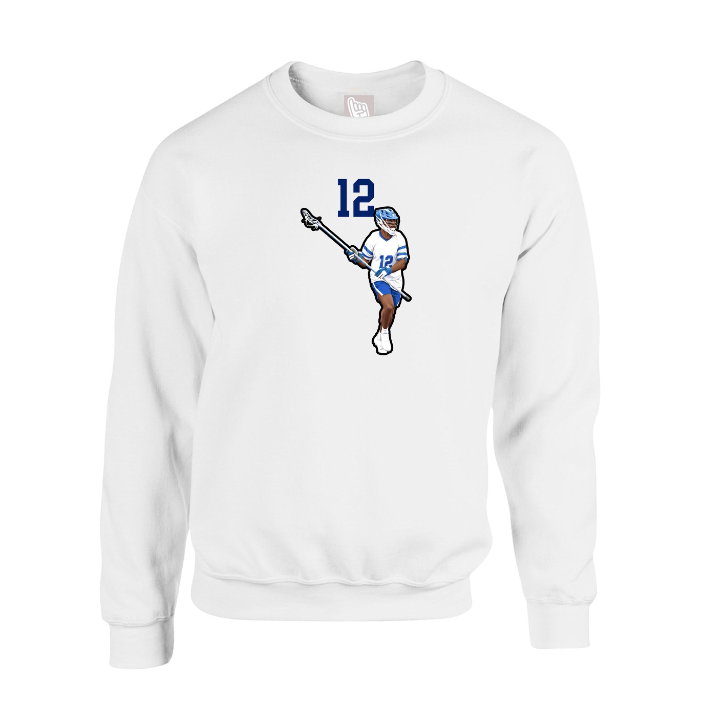 Fleece Crew — Number Top in White