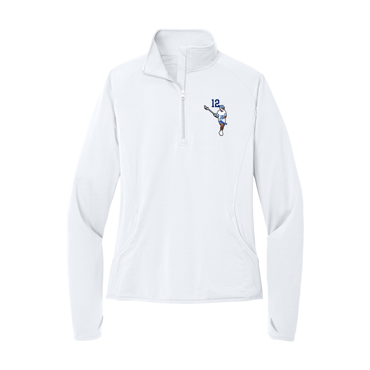 Women's Q-Zip Pullover — Number Top in White