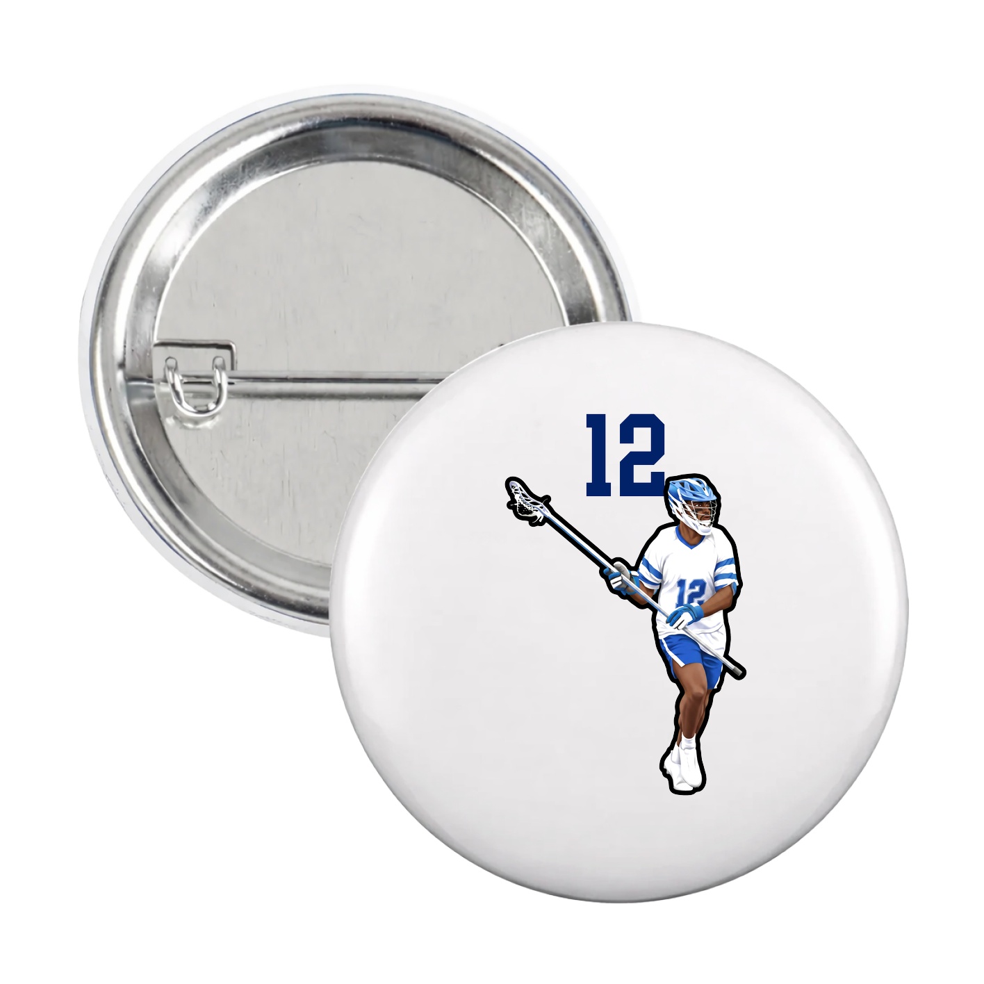 Game Day Button — Number Top in White