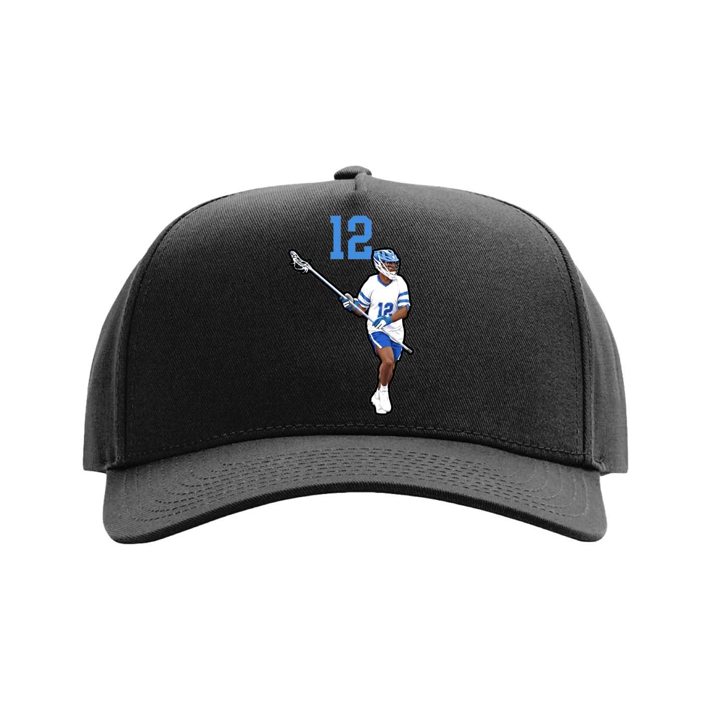 Full Fabric Five-Panel Champ Cap — Number Top in Black