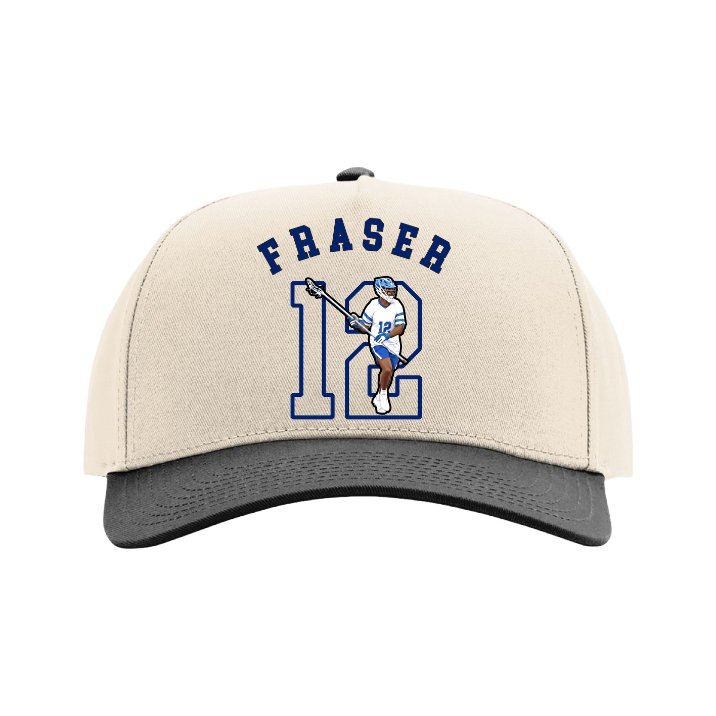 Full Fabric Five-Panel Champ Cap — Shirsey Arch in Cream/Black