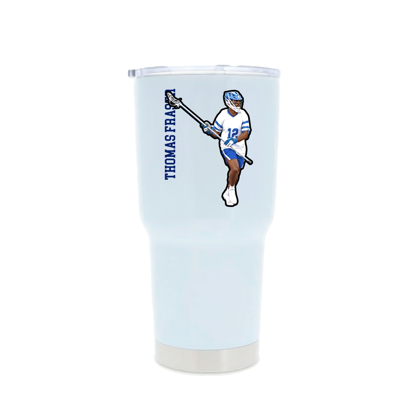 30oz Stainless Steel Tumbler — Name Vertical in White