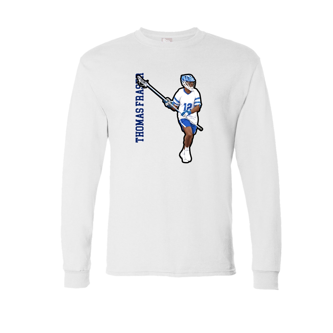 Long Sleeve Tee — Name Vertical in White