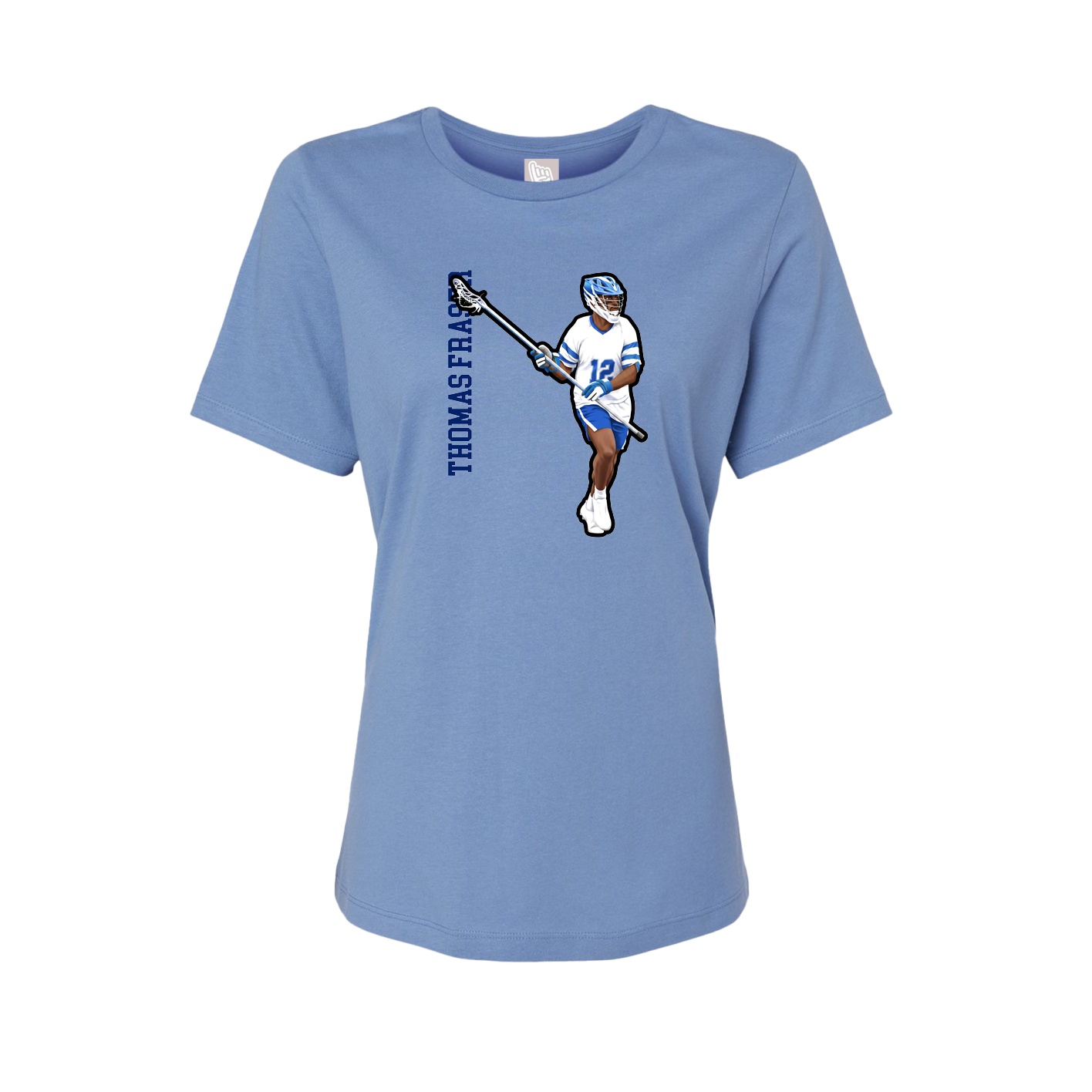 Womens Tee — Name Vertical in Powder Blue