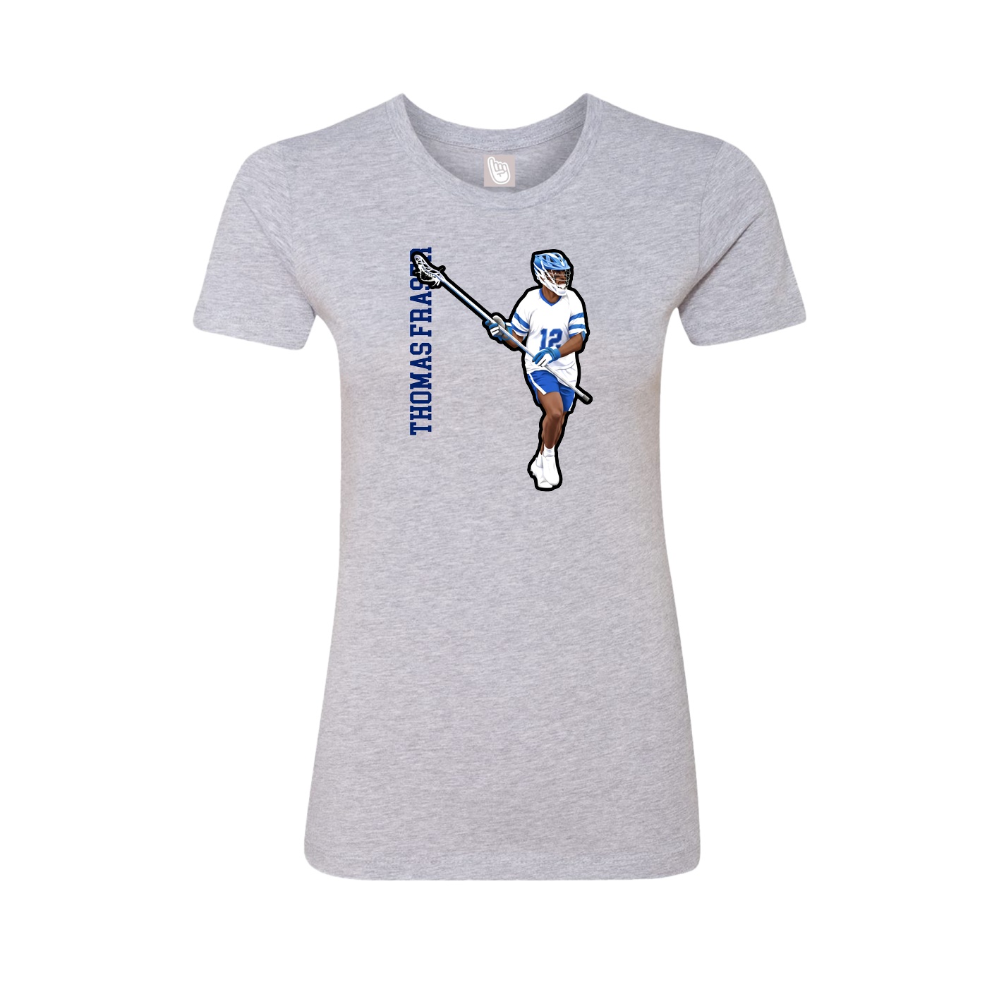 Fitted Women's Tee — Name Vertical in Grey