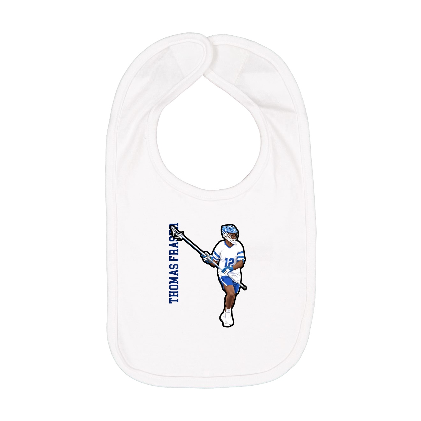 Infant Bib — Name Vertical in White