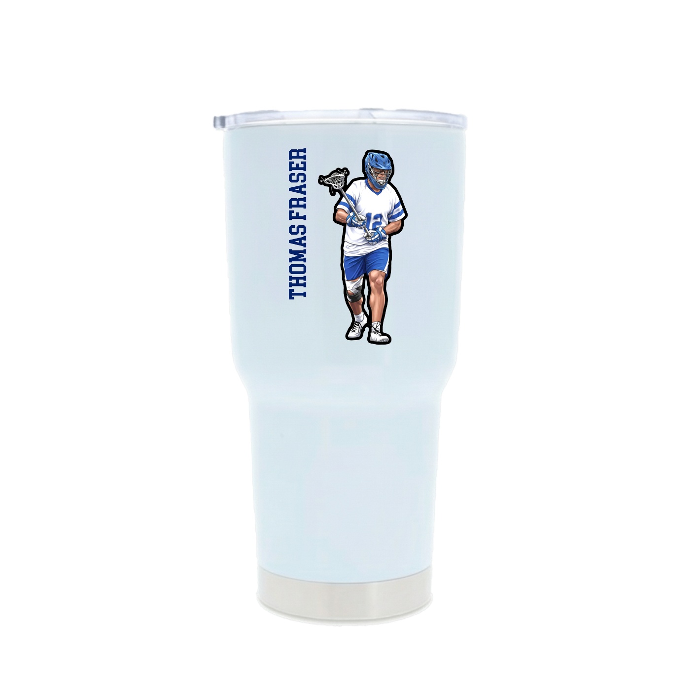 30oz Stainless Steel Tumbler — Name Vertical in White