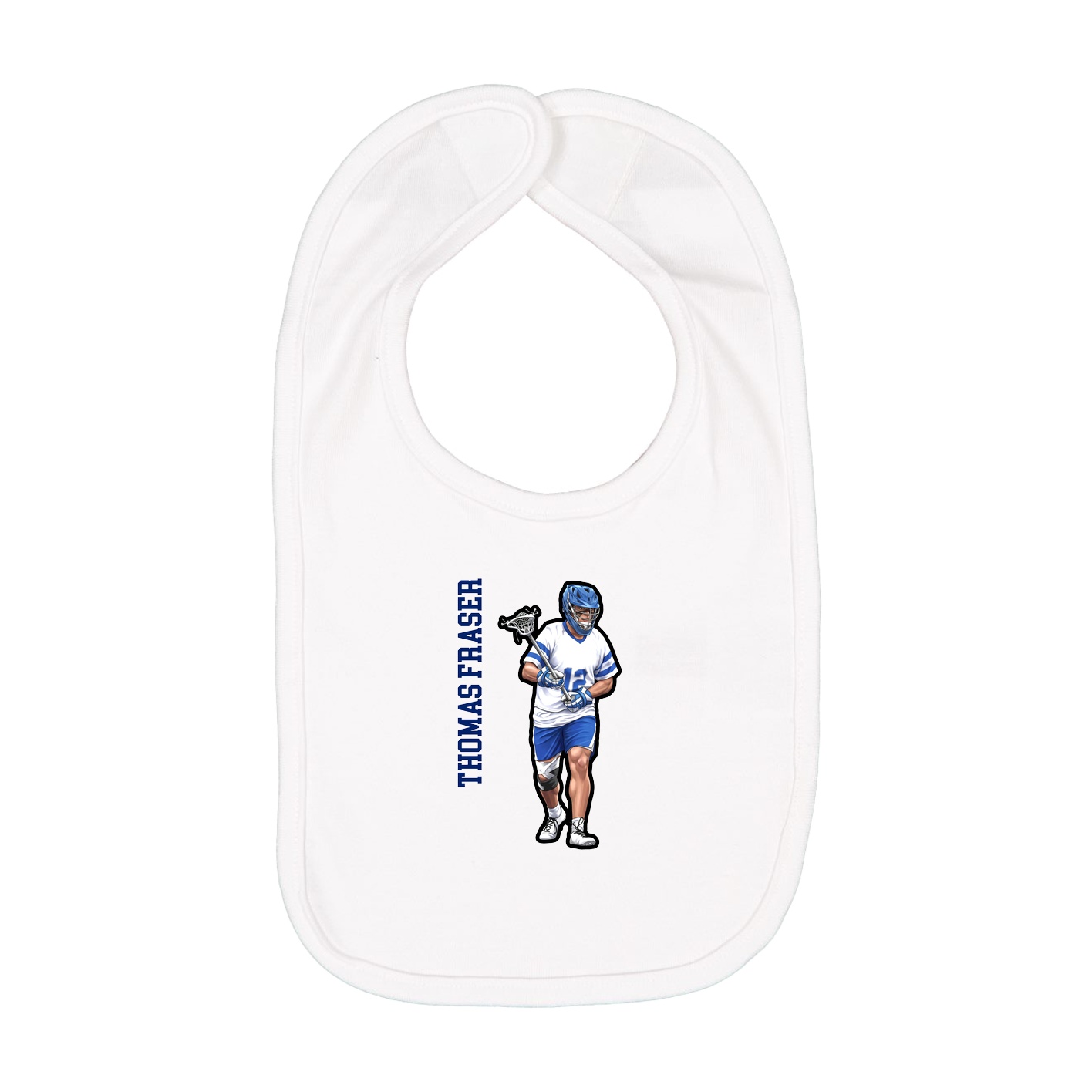 Infant Bib — Name Vertical in White