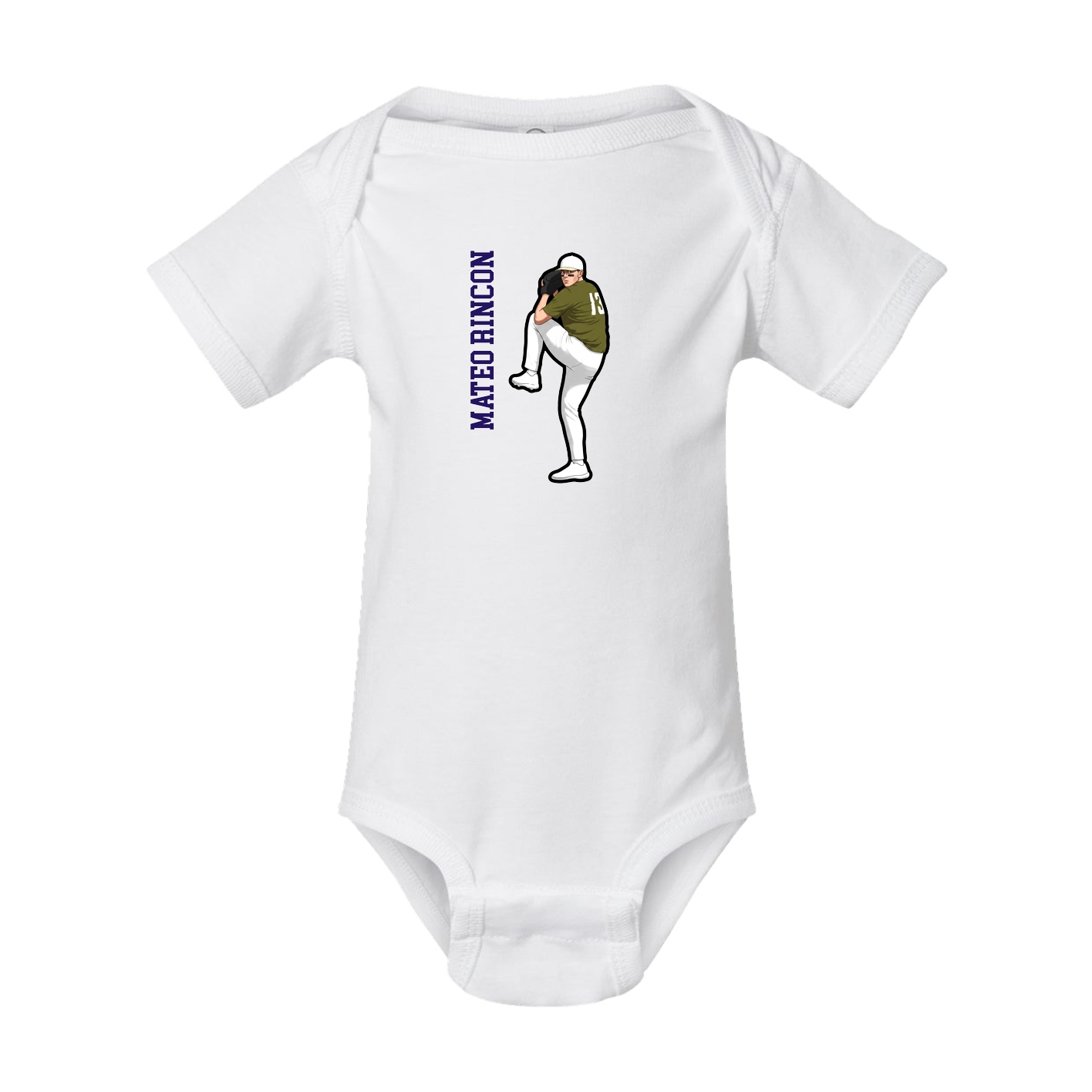 Baby Onesie — Name Vertical in White