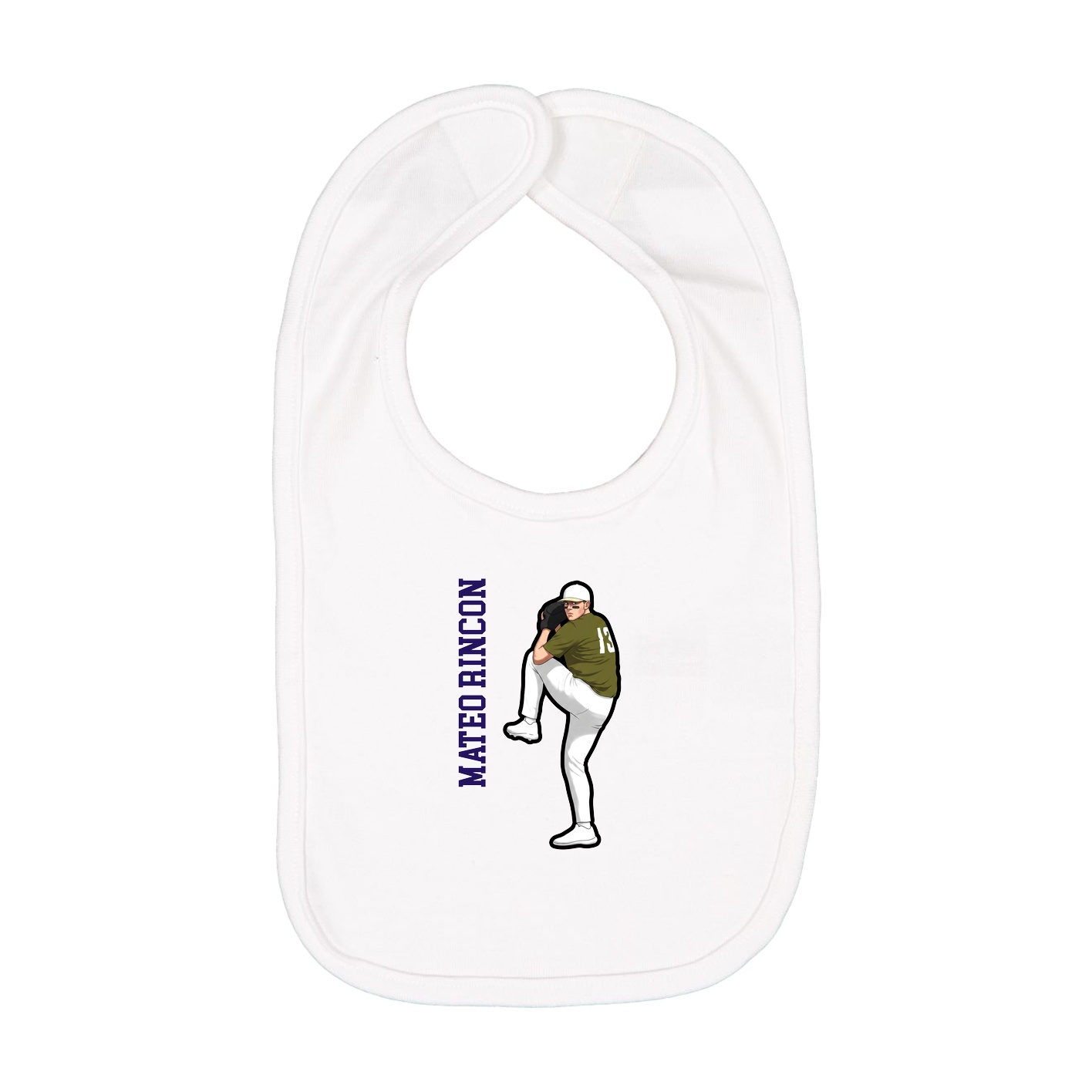Infant Bib — Name Vertical in White
