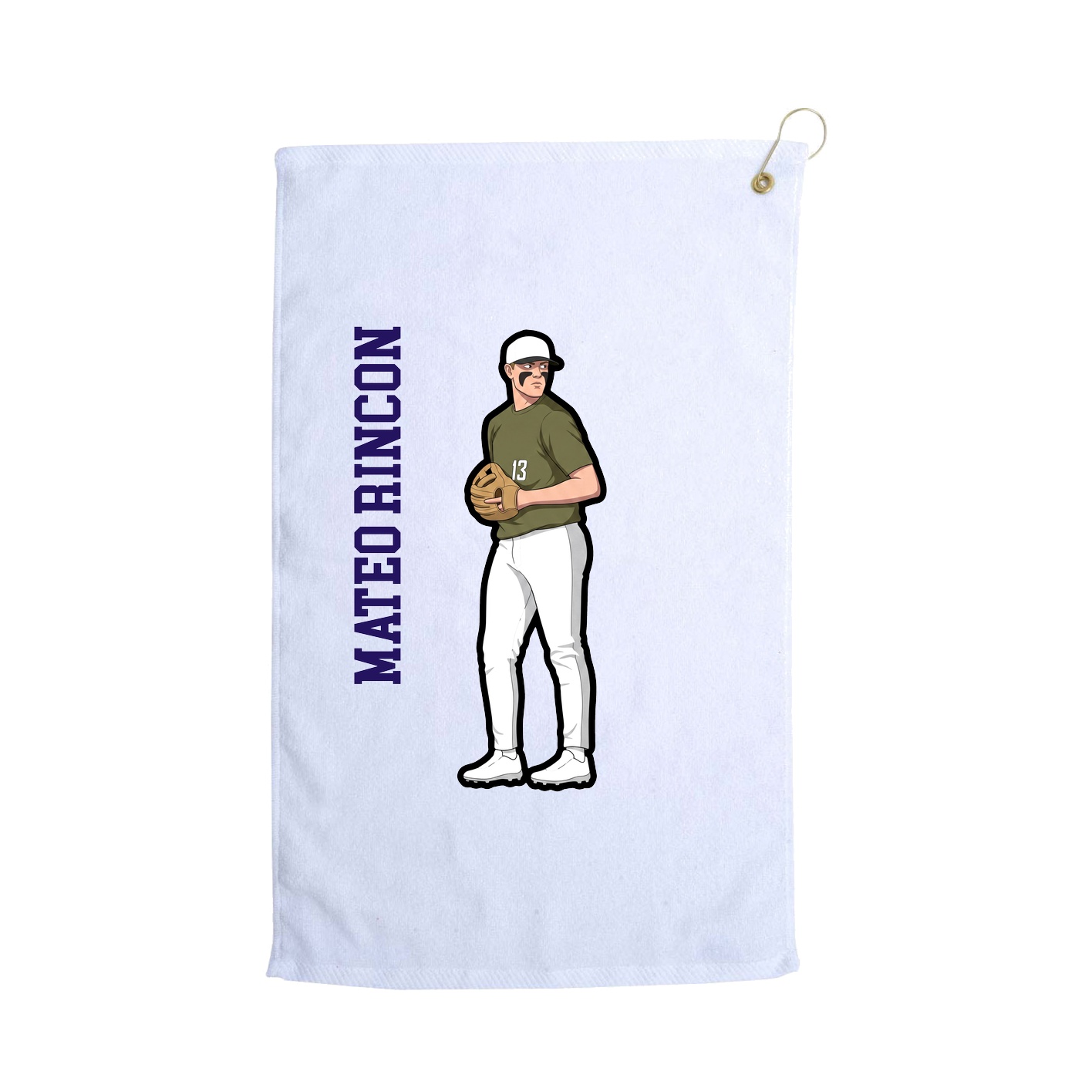 Golf Towel — Name Vertical in White