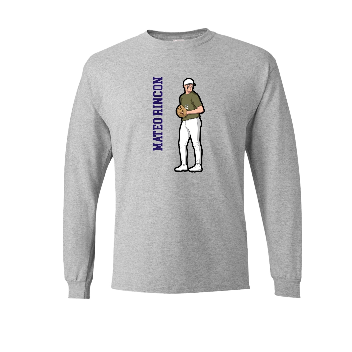 Long Sleeve Tee — Name Vertical in Grey