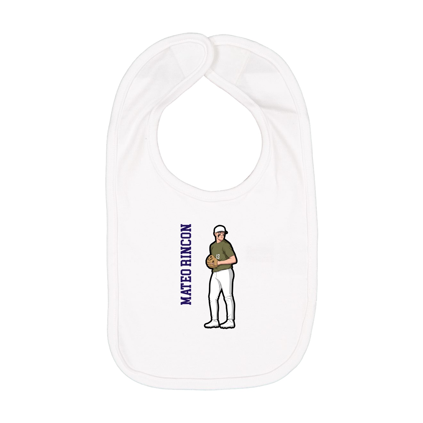 Infant Bib — Name Vertical in White