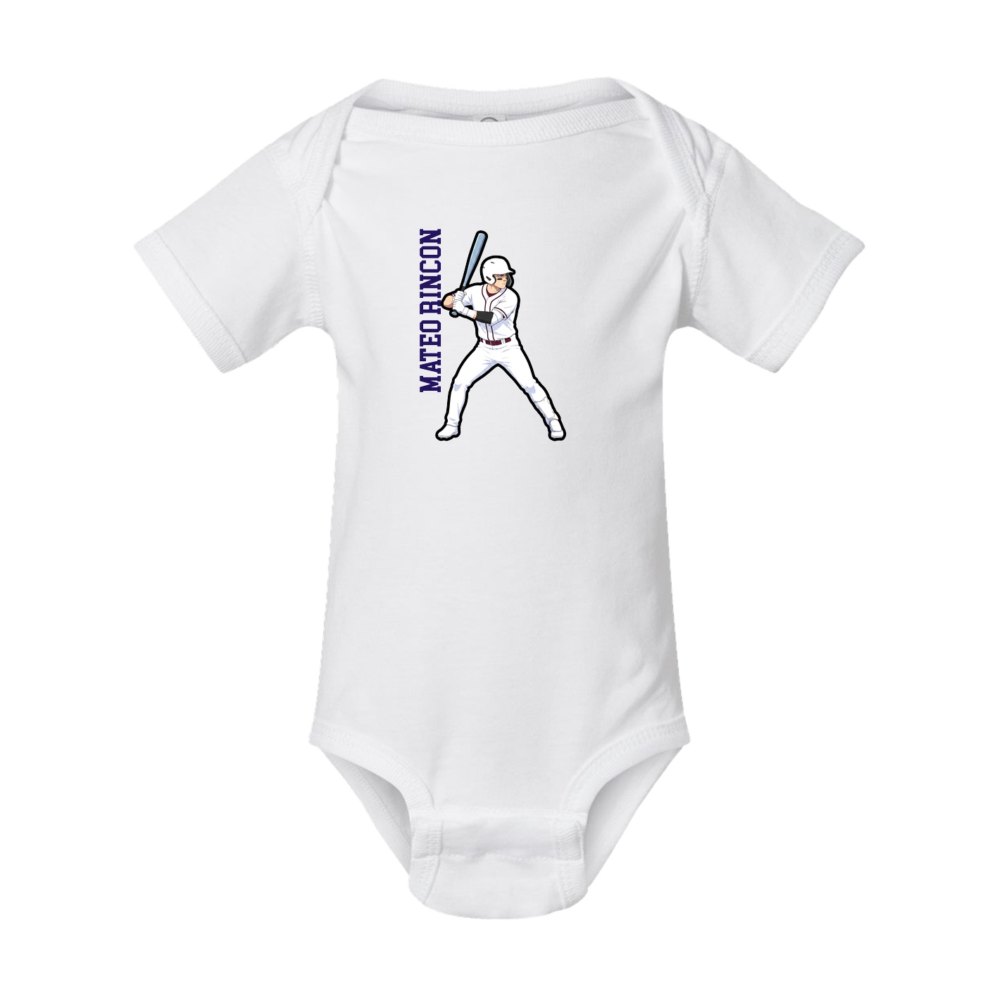 Baby Onesie — Name Vertical in White