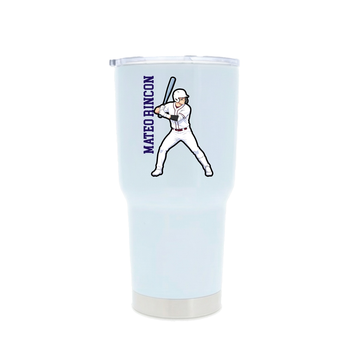 30oz Stainless Steel Tumbler — Name Vertical in White